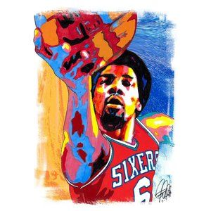 Julius Erving Dr J Philadelphia 76ers Basketball Poster Print Wall Art 18x24